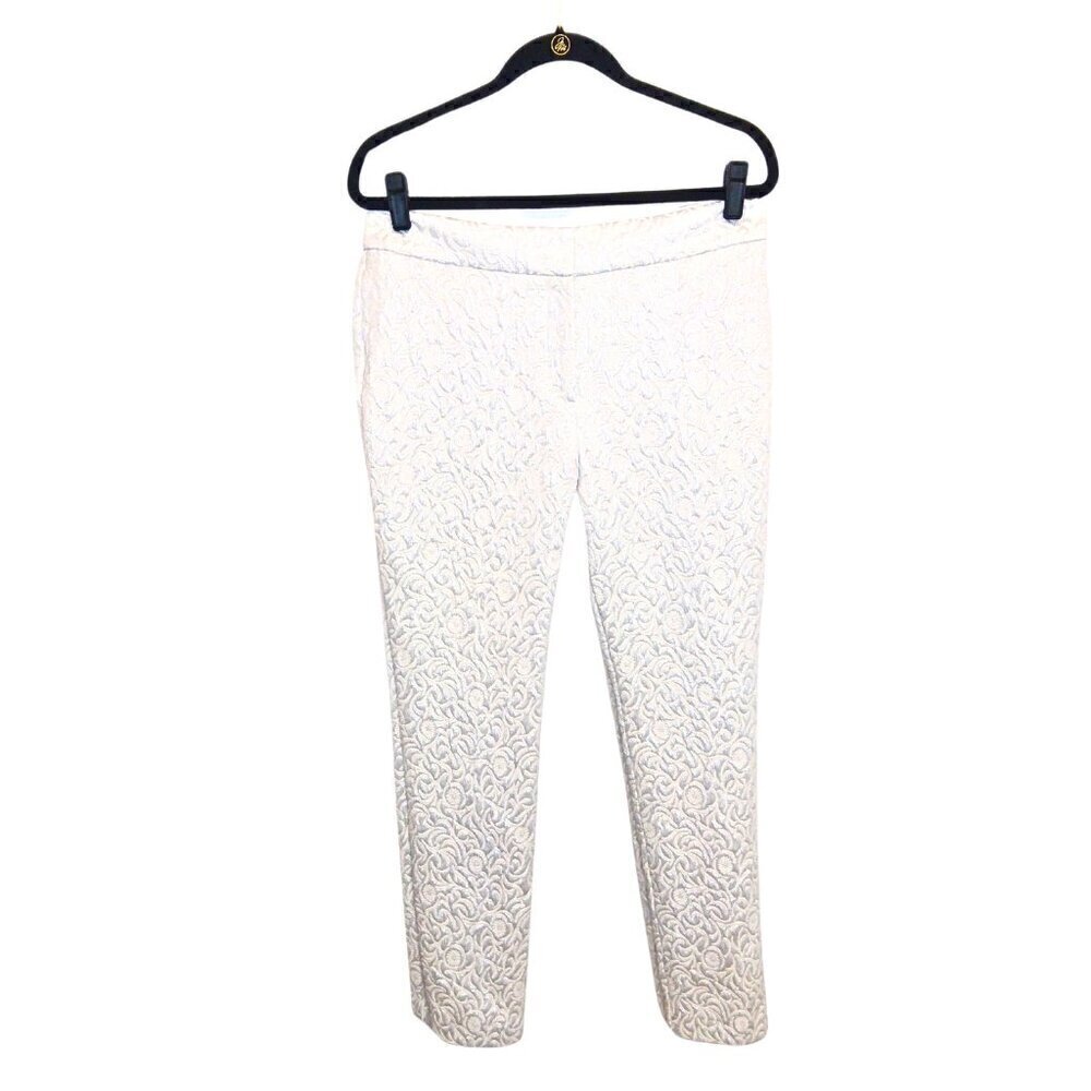 ANN TAYLOR WHITE & SILVER FILIGREE DESIGN  PANTS - SIZE 10